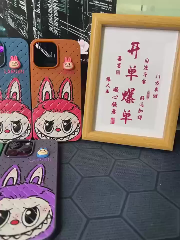 Labubu - 3D Bunny Woven‑Texture Protective iPhone Case