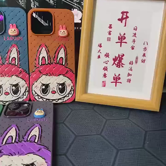 Labubu - 3D Bunny Woven‑Texture Protective iPhone Case